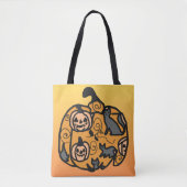 Retro zwarte katten en pompoen dromen tote bag (Voorkant)