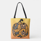 Retro zwarte katten en pompoen dromen tote bag (Achterkant)