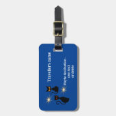 Retro zwarte katten met starburst - bewerkbaar ber bagagelabel (Voorkant verticaal)