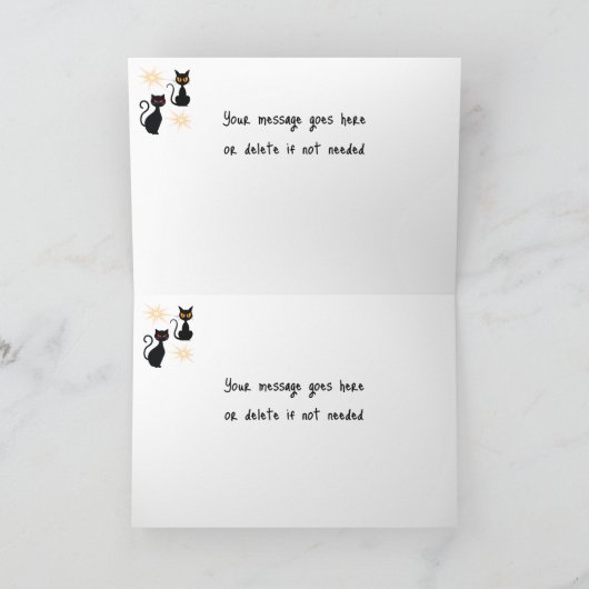 Retro zwarte katten met starburst - bewerkbaar ber bedankkaart (Binnen)