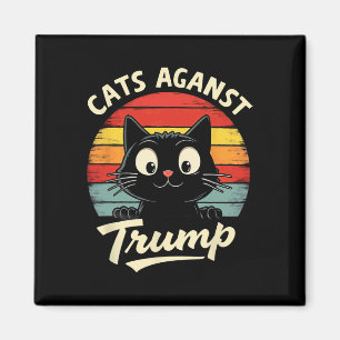 Retro zwarte katten tegen Trump 3 Magneet