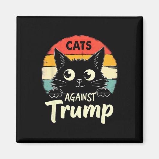 Retro zwarte katten tegen Trump Magneet (Voorkant)