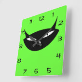 Retro zwarte kattengezicht met cijfers vierkante klok (Hoek)