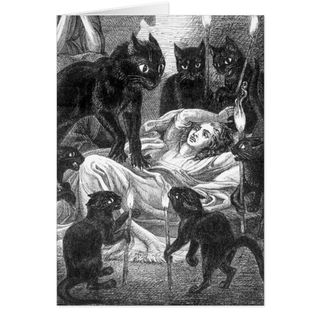 Retro zwarte kattepartijtekening (Voorkant)