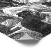 Retro zwarte kattepartijtekening poster (Hoek)