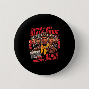 Retro zwarte luchtmacht Black History Tweede Werel Ronde Button 5,7 Cm