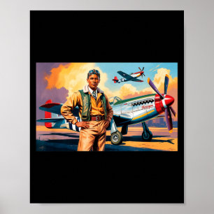 Retro zwarte luchtmacht Black History Wereldoorlog Poster