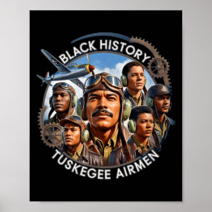 Retro zwarte luchtmacht zwarte geschiedenis tweede poster
