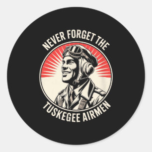 Retro zwarte luchtmacht zwarte geschiedenis tweede ronde sticker