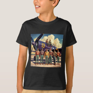 Retro zwarte luchtmacht zwarte geschiedenis tweede t-shirt