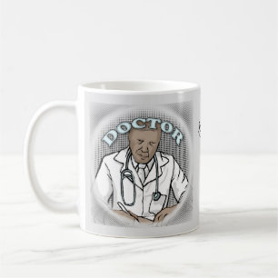 Retro zwarte mannelijke dokter koffiemok