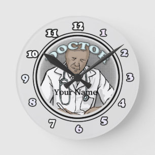 Retro zwarte mannelijke dokter ronde klok