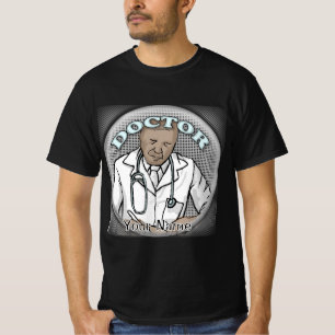 Retro zwarte mannelijke dokter t-shirt