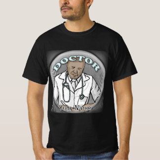 Retro zwarte mannelijke dokter t-shirt