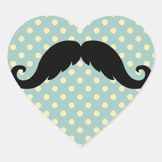 Retro zwarte stuur snor hart sticker (Voorkant)