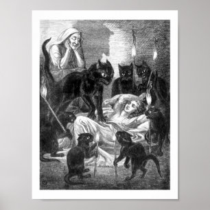 Retro zwarte tekening van de kattenpartij poster