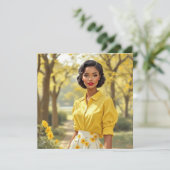 Retro Zwarte Vrouw Blank Wenskaart Feestdagenkaart (Staand voorkant)