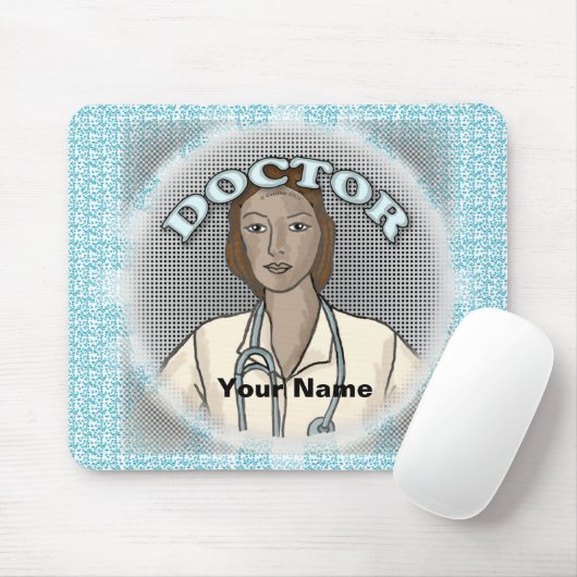 Retro zwarte vrouw dokter muismat (Met muis)