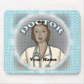 Retro zwarte vrouw dokter muismat (Voorkant)