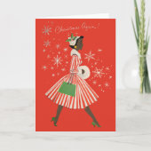 Retro zwarte vrouw feestdagen kaart (Voorkant)
