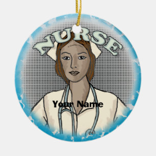 Retro zwarte vrouw verpleegkundige keramisch ornament