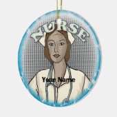 Retro zwarte vrouw verpleegkundige keramisch ornament (Links)