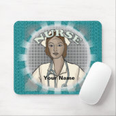 Retro zwarte vrouw verpleegkundige muismat (Met muis)