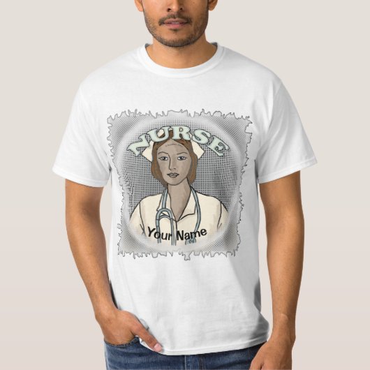 Retro zwarte vrouw verpleegkundige t-shirt (Voorkant)