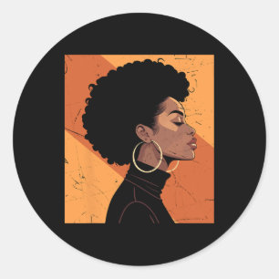 Retro Zwarte Vrouwen Afro Melanin Juneteenth Ronde Sticker