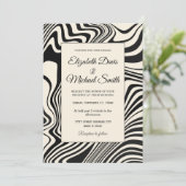 Retro Zwarte Wervelende Abstracte Patroon Kaart (Staand voorkant)