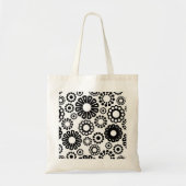 Retro zwarte witte bloemen Bag Tote Bag (Voorkant)