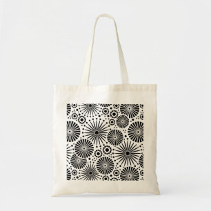 Retro zwarte witte bloemen Bag Tote Bag
