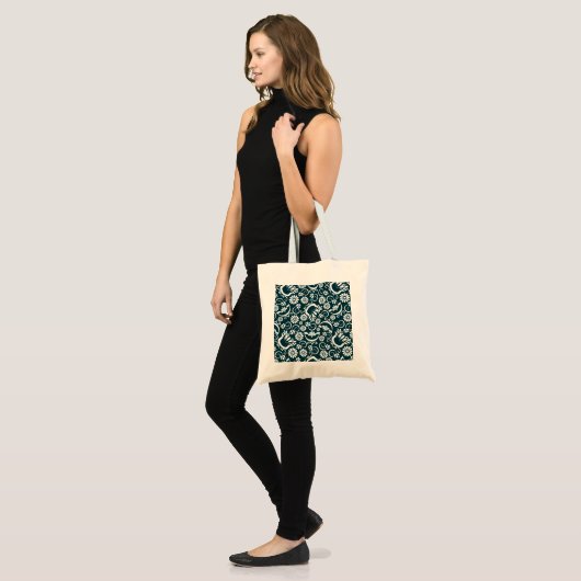 Retro zwarte witte bloemen Bag Tote Bag (Voorkant (model))