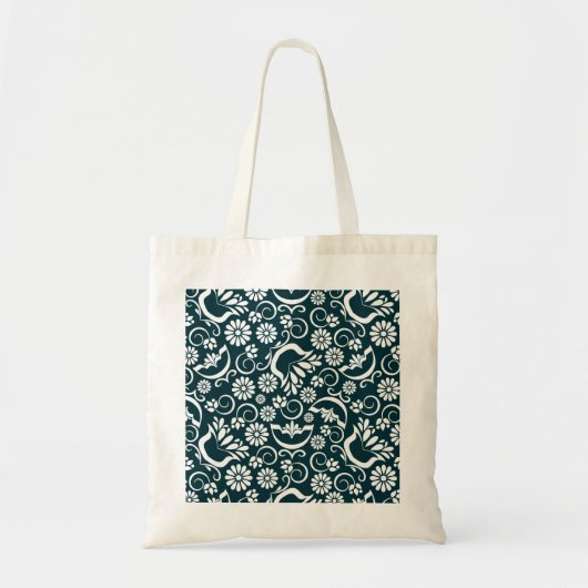 Retro zwarte witte bloemen Bag Tote Bag (Voorkant)