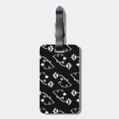 Retro zwarte witte bloemen Bagagelabel (Achterkant verticaal)