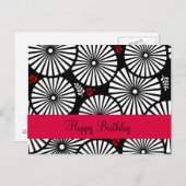 Retro zwarte witte bloemen Briefkaart (Voorkant / Achterkant)