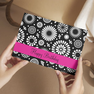 Retro zwarte witte bloemen Briefkaart