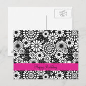 Retro zwarte witte bloemen Briefkaart (Voorkant / Achterkant)
