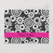 Retro zwarte witte bloemen Briefkaart (Voorkant)