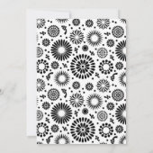 Retro zwarte witte bloemen bruiloft kaart (Achterkant)