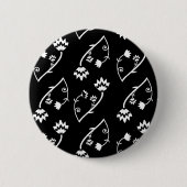 Retro zwarte witte bloemen Button (Voorkant)