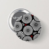 Retro zwarte witte bloemen Button (Voorkant /achterkant)