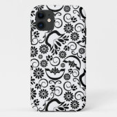 Retro zwarte witte bloemen iPhone 5 Case (Achterkant)