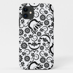 Retro zwarte witte bloemen iPhone 5 Case