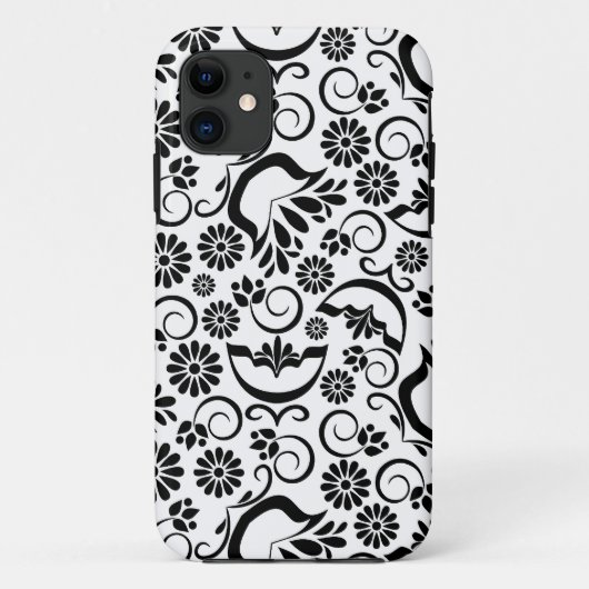 Retro zwarte witte bloemen iPhone 5 Case (Achterkant)
