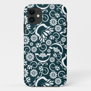 Retro zwarte witte bloemen iPhone 5 Hoesje