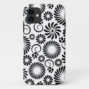 Retro zwarte witte bloemen iPhone 5 Hoesje
