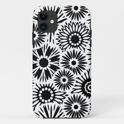 Retro zwarte witte bloemen iPhone 5 Hoesje (Achterkant)