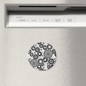 Retro zwarte witte bloemen iPhone magnet (Insitu (Vaatwasser))