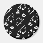 Retro zwarte witte bloemen iPhone magnet (Voorkant)
